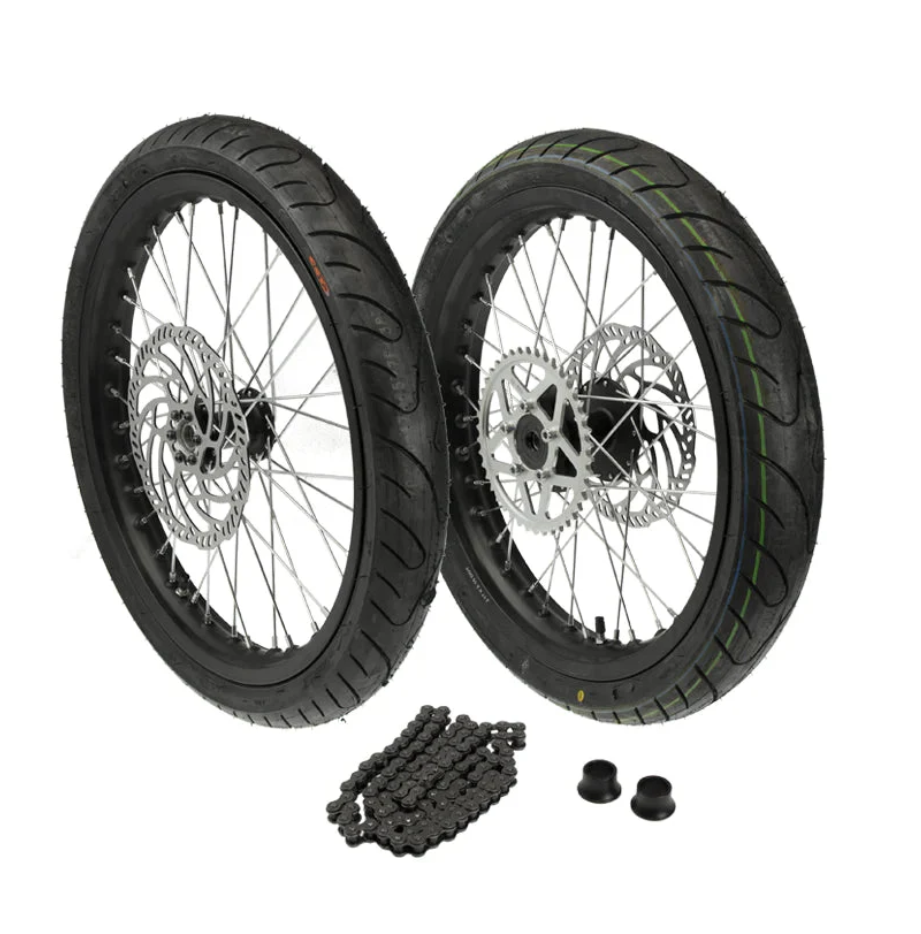 17" Super Motard Street Wheel Kit for SurRon LBX, E-Ride Pro SS, Talaria--FREE ROTORS AND SPROCKET